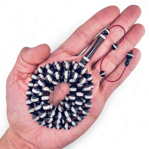 سبحة كوك طبيعي بالفضة عيار 925 - 8 ملي