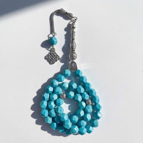 سبحة حجر فيروز برازيلي - 10 ملي 45 خرزة