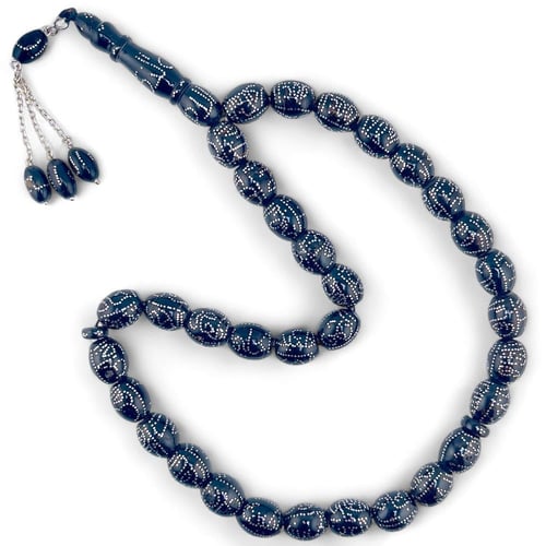 سبحة يسر فاخرة مطعمة بالفضة بـ أسماء الله الحسنى