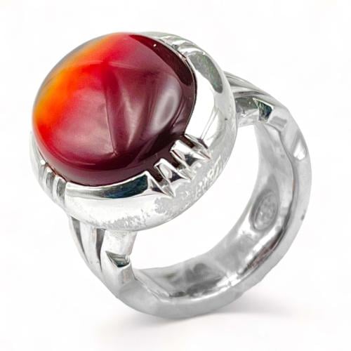 خاتم عقيق كرزي فضة عيار 925