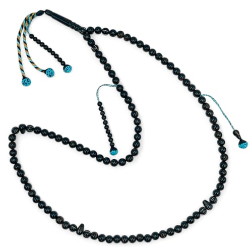 سبحة يسر فواصل مطعمة فضة عيار 925 - 99 خرزة 8 ملي