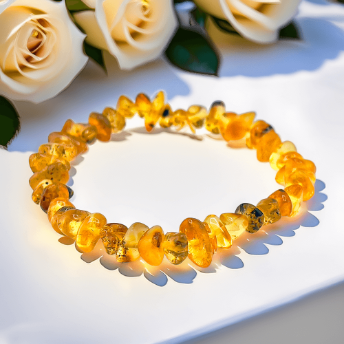 اسوارة فاخرة بحجر كهرمان بلطيقي طبيعي – قوة الجاذب...