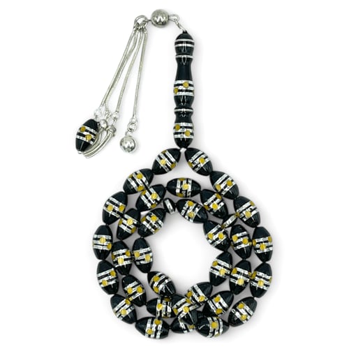 سبحة يسر مطعم بالفضة عيار 925 و 9 ملي