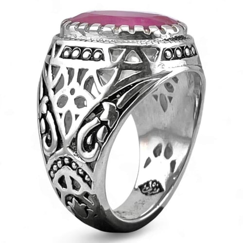 خاتم رجالي فاخر بحجر الياقوت الأحمر الأفريقي – تصم...