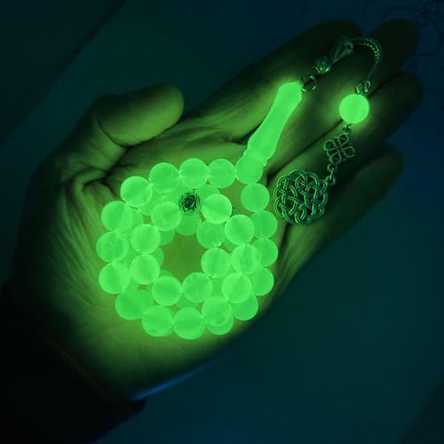 سبحة بكلايت فسفور مضيئ باللون الاخضر - 10 ملي 45 خ...