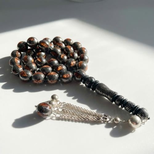 سبحة كوك مطعمة بالفضه و الشاهد يسر 13 ملي