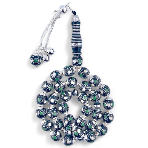 سبحة يسر مطعمة بالفضة عيار 925 و بودرة العاج و لون...