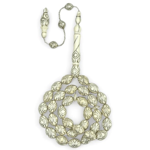 سبحة عاج الفيل الافريقي مطعم بالفضة عيار 925 10 مل...