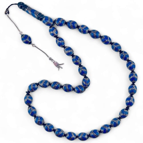 سبحة كوك فاخر مطعم بالفضة عيار 999 و حجر اللازورد...