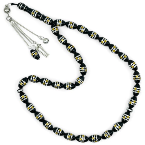 سبحة يسر مطعم بالفضة عيار 925 و 9 ملي