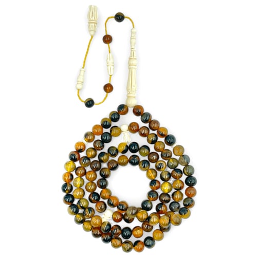 سبحة ظهر سلحفاة (ترسه) وعاج فيل أفريقي منقوش 99 خر...