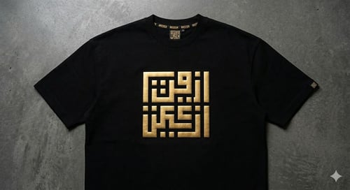 تيشيرت رزين "الإصدار الهندسي" - أسود وذهبي