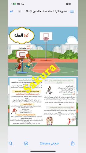 مطوية تربيه بدنية ( كرة السله ) صف خامس ابتدائي ال...