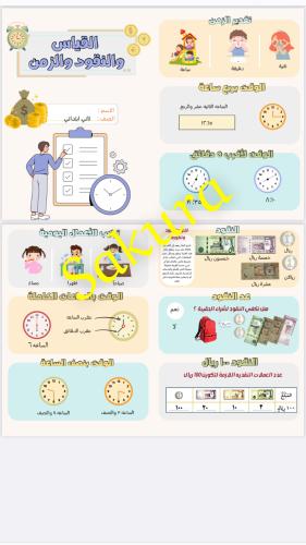 مطويه رياضيات (القياس والنقود والزمن )صف ثاني ابتد...