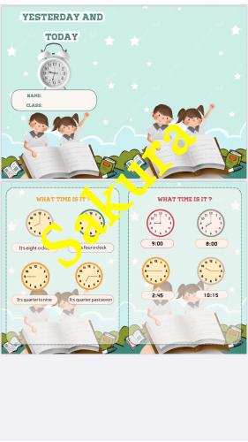 مطويه انجليزي ( الساعه )1446