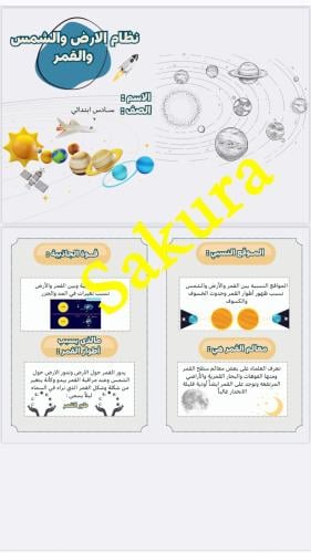 مطويه علوم (نظام الارض والشمس والقمر ) صف سادس ابت...
