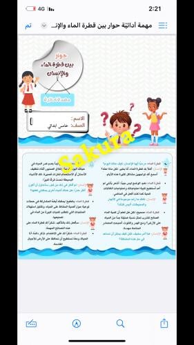 مهمه ادائيه ( حوار بين قطرة الماء والانسان ) صف خا...