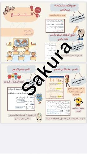 مطويه رياضيات (الجمع) صف ثالث التر م الاول