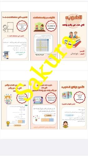 مطويه رياضيات (الضرب في عدد من رقم واحد )رابع ابتد...