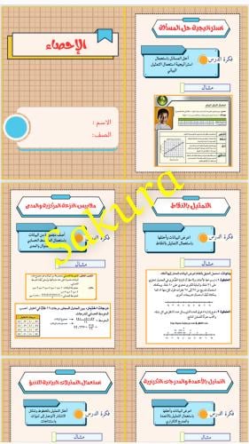 مطوية رياضيات (الاحصاء ) صف اول متوسط الترم الثاني...