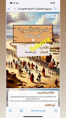 مشروع اجتماعيات ( الدوله الامويه وخلفائها ) صف ثان...