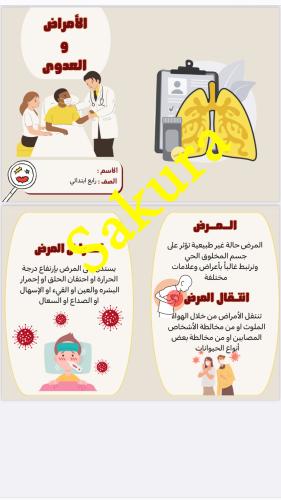 مطويه علوم ( الامراض والعدوى ) صف رابع ابتدائي الت...