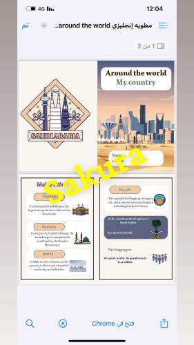مطويه إنجليزي (around the world )صف اول متوسط التر...