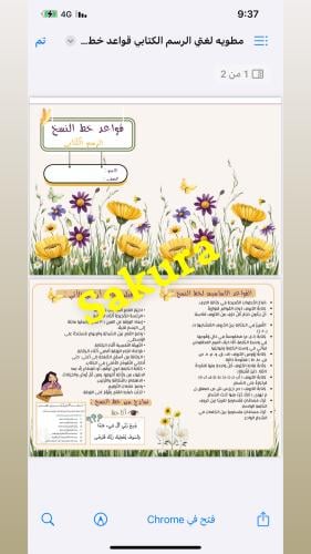 مطويه لغتي (قواعد خط النسخ الرسم الكتابي )صف سادس...