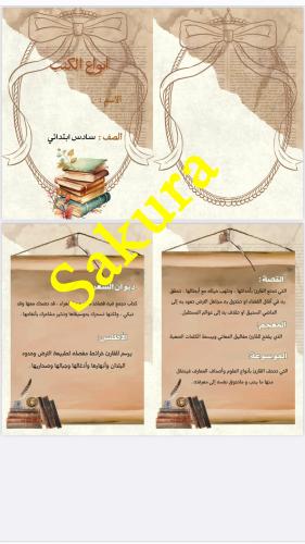 مطويه لغتي (انواع الكتب )صف سادس ابتدائي الترم الث...