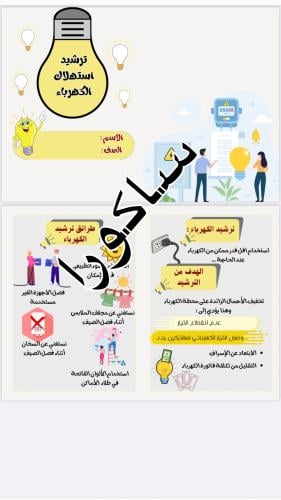 مطوية اسريه (ترشيد استهلاك الكهرباء)صف رابع (الترم...