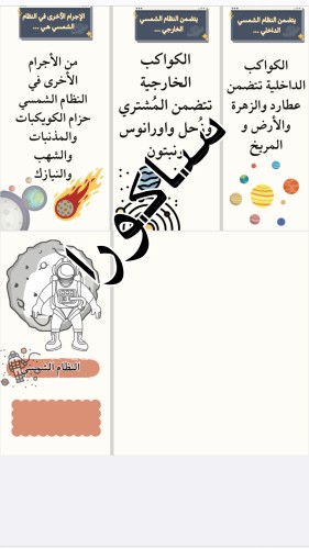 مطوية النظام الشمسي صف سادس