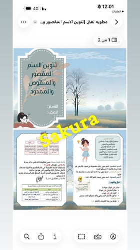 مطويه لغتي ( تنوين الاسم المقصور والمنقوص والممدود...