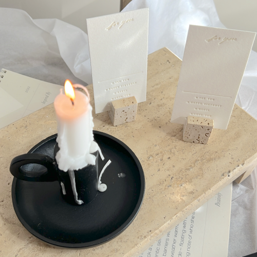 حامل بطاقات صغير من رخام Travertine (مجموعة من قطع...