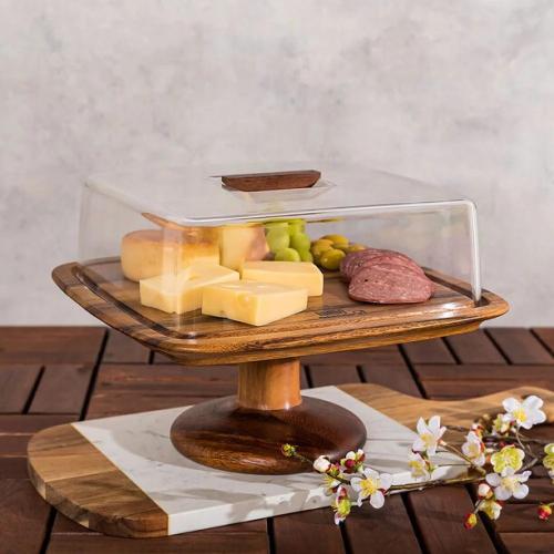 صحون كيك خشب مربع بقاعدة 108623