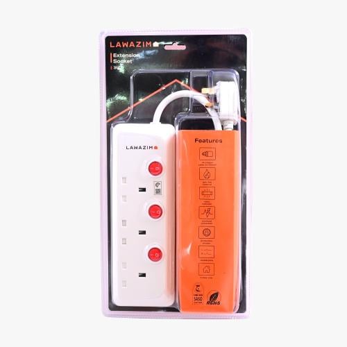توصيلة كهرباء 220V زر ايقاف منفرد 3 متر 3 مخرج 299...