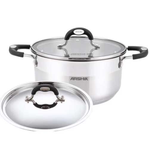 قدر أرشيا من الاستل ستيل مع غطاءين 22 سم 18/10 307...