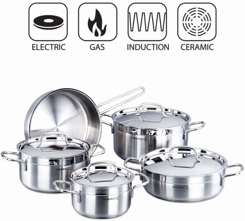 كوركماز طقم قدور استيل تركي 9 قطعة الفا A1660 Kork...