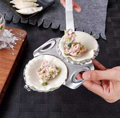 صانعة سمبوسة خانتين مدور DOUBLE DUMPLING MOLD