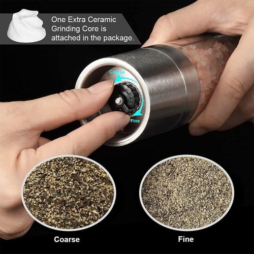 مطحنة ملح وفلفل 2 في 1 من الستانلس ستيل مع دوار سي...