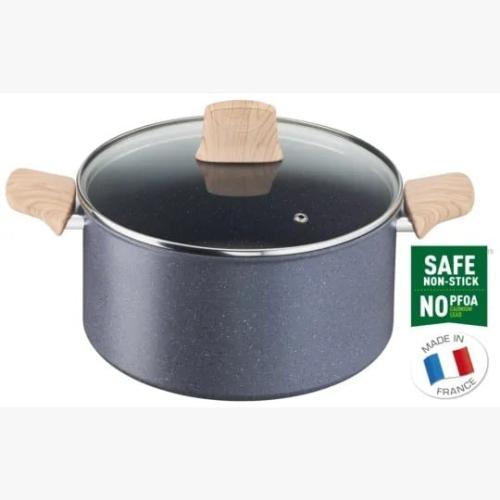 قدر جرانيت تيفال بغطاء زجاج 24 سم 5.2 لتر NATURAL...