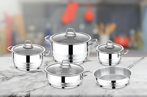 طقم قدور استيل 18/10 تركي 9 قطعة TA317