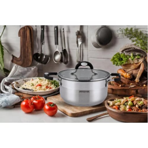 قدر أرشيا من الاستل ستيل مع غطاءين 18 سم 18/10 307...