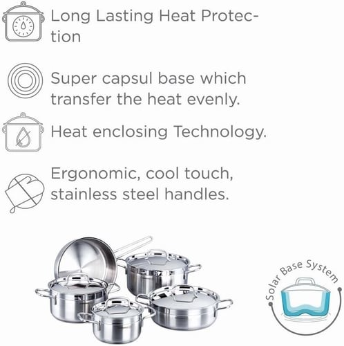 كوركماز طقم قدور استيل تركي 9 قطعة الفا A1660 Kork...