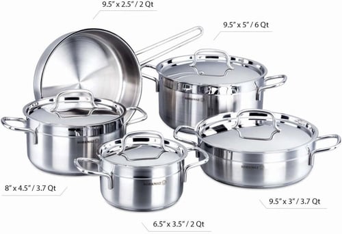 كوركماز طقم قدور استيل تركي 9 قطعة الفا A1660 Kork...