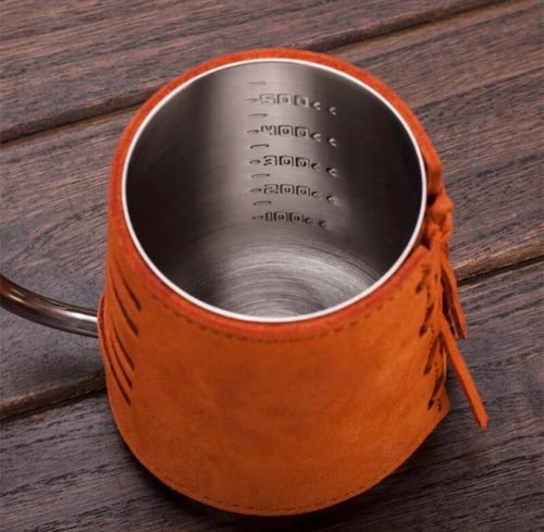 ابريق ترشيح بجلد الشامواه الطبيعي لون اورنج