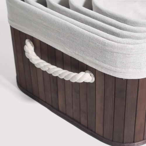 طقم سلات 5 قطع كبير مستطيل بني