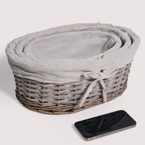 طقم سلات 3 قطع بيضاوي رمادي