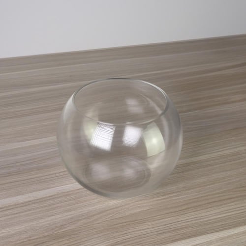 فازة زجاجية دائرية صغيرة