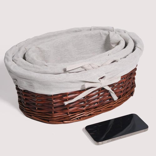 طقم سلات 3 قطع بيضاوي بني