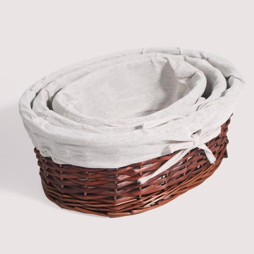 طقم سلات 3 قطع بيضاوي بني